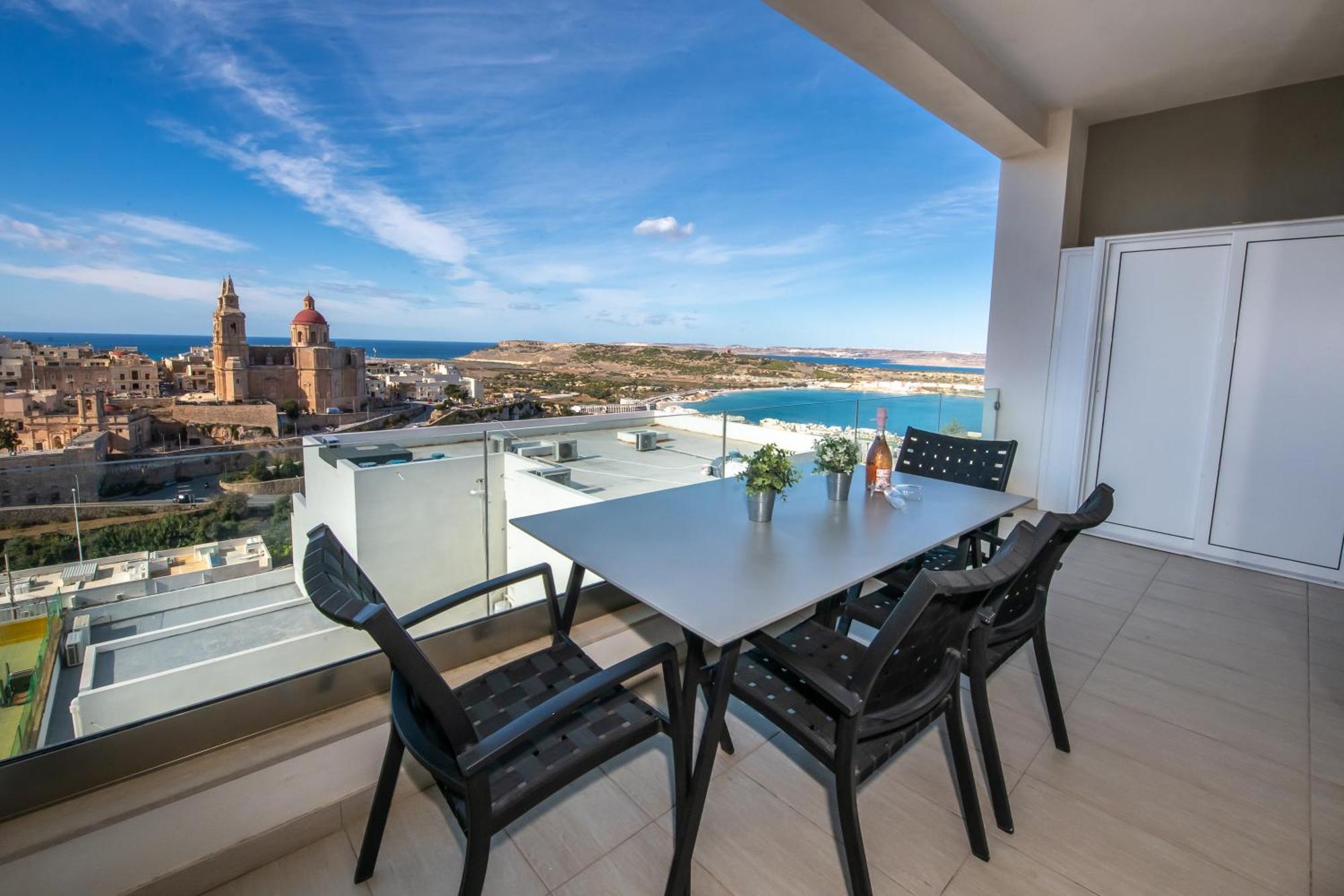 Clifftop Modern Apartment Mellieha Bagian luar foto