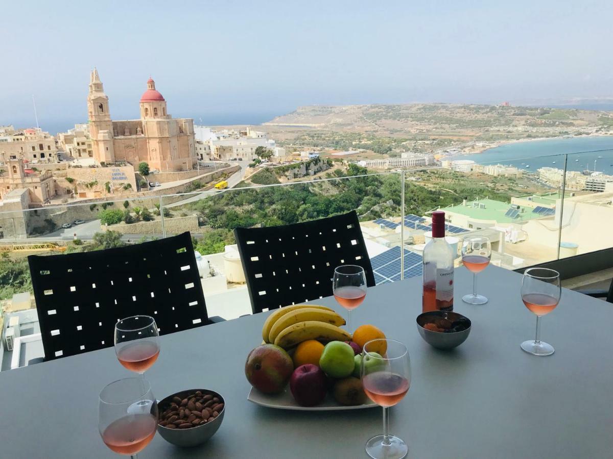 Clifftop Modern Apartment Mellieha Bagian luar foto